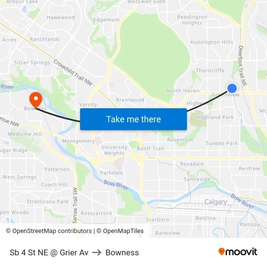 Sb 4 St NE @ Grier Av to Bowness map