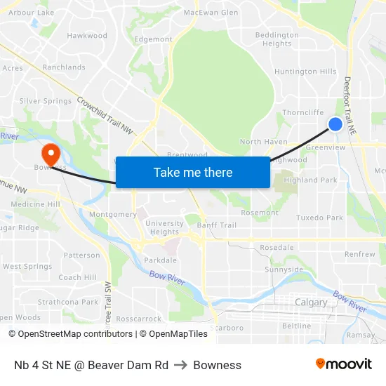 Nb 4 St NE @ Beaver Dam Rd to Bowness map