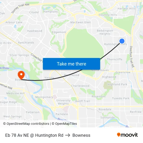 Eb 78 Av NE @ Huntington Rd to Bowness map