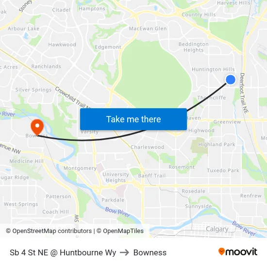 Sb 4 St NE @ Huntbourne Wy to Bowness map