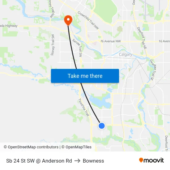 Sb 24 St SW @ Anderson Rd to Bowness map