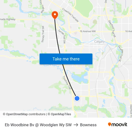 Eb Woodbine Bv @ Woodglen Wy SW to Bowness map
