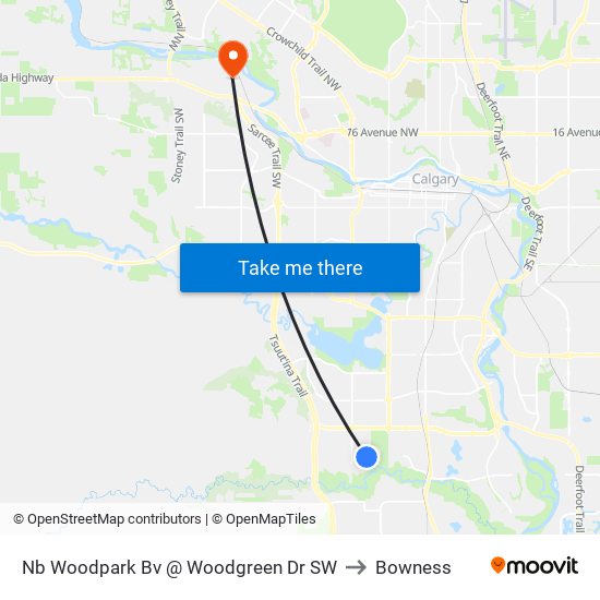 Nb Woodpark Bv @ Woodgreen Dr SW to Bowness map