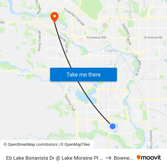 Eb Lake Bonavista Dr @ Lake Moraine Pl SE to Bowness map
