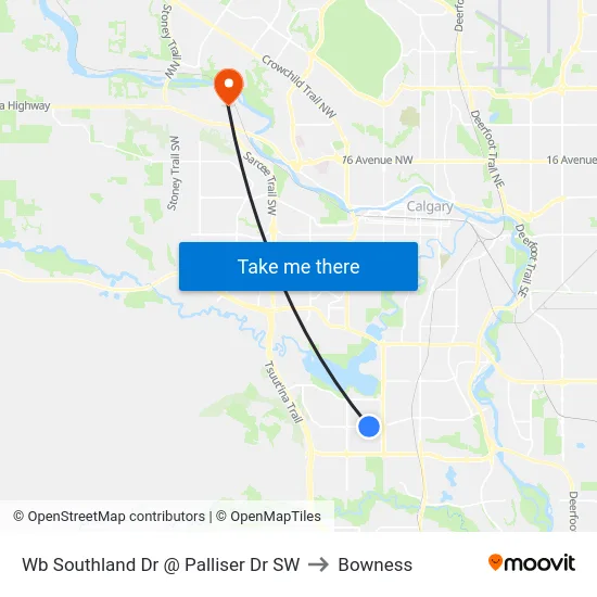 Wb Southland Dr @ Palliser Dr SW to Bowness map