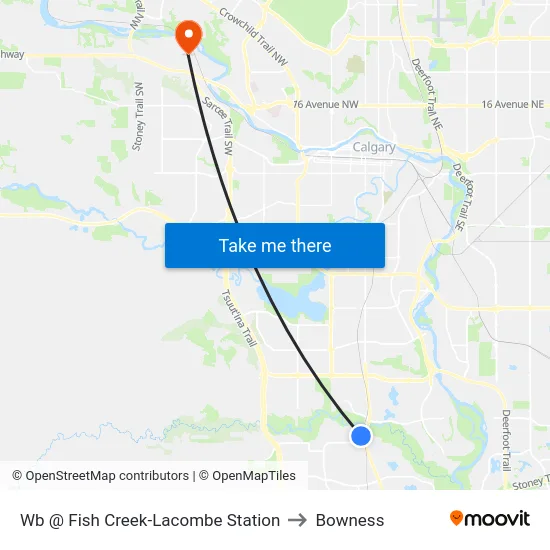 Wb @ Fish Creek-Lacombe Station to Bowness map