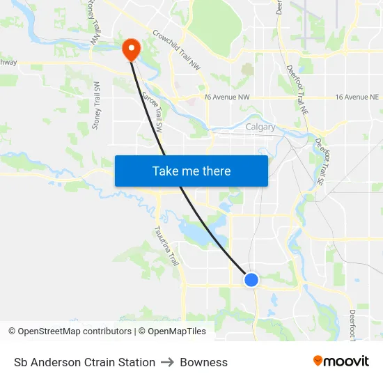 Sb Anderson Ctrain Station to Bowness map