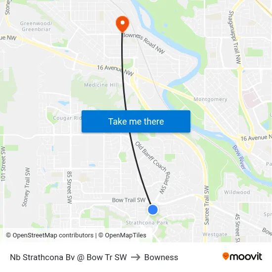 Nb Strathcona Bv @ Bow Tr SW to Bowness map