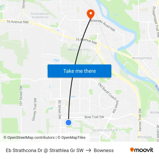 Eb Strathcona Dr @ Strathlea Gr SW to Bowness map