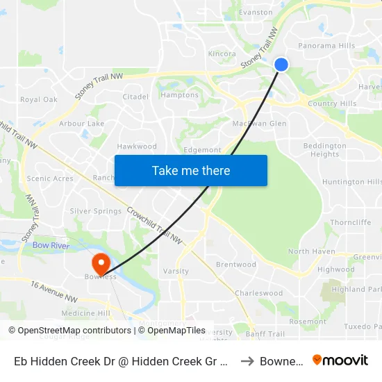 Eb Hidden Creek Dr @ Hidden Creek Gr NW to Bowness map