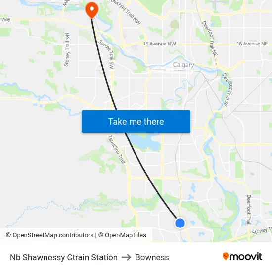Nb Shawnessy Ctrain Station to Bowness map