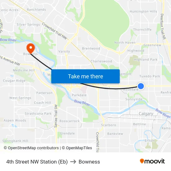 4th Street NW Station (Eb) to Bowness map