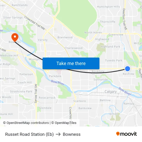 Russet Road Station (Eb) to Bowness map