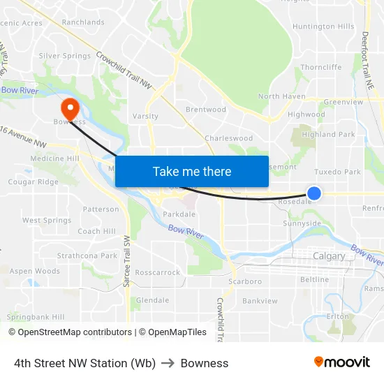 4th Street NW Station (Wb) to Bowness map