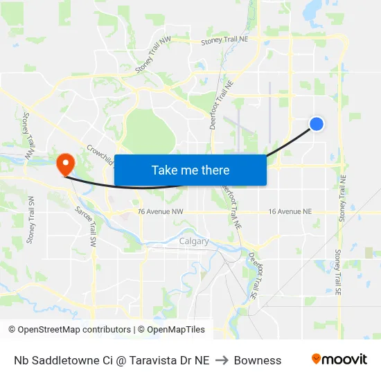 Nb Saddletowne Ci @ Taravista Dr NE to Bowness map