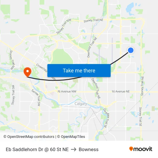 Eb Saddlehorn Dr @ 60 St NE to Bowness map