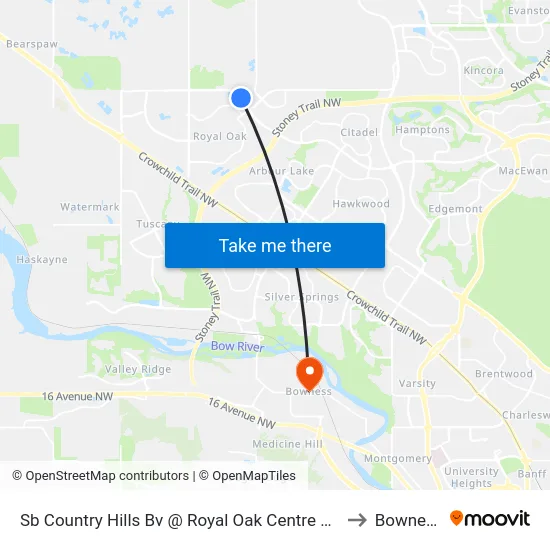 Sb Country Hills Bv @ Royal Oak Centre NW to Bowness map