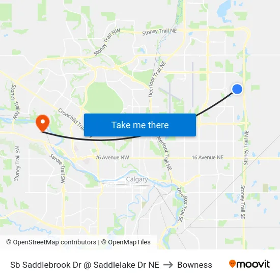 Sb Saddlebrook Dr @ Saddlelake Dr NE to Bowness map