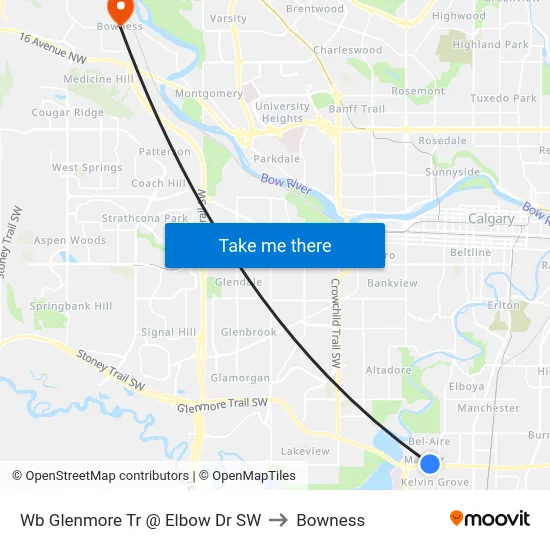 Wb Glenmore Tr @ Elbow Dr SW to Bowness map