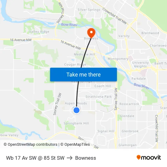 Wb 17 Av SW @ 85 St SW to Bowness map