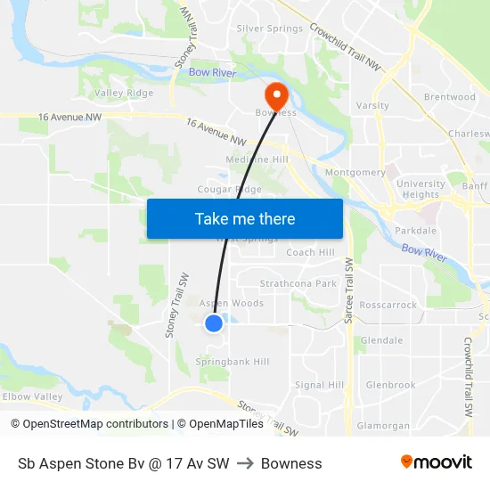 Sb Aspen Stone Bv @ 17 Av SW to Bowness map