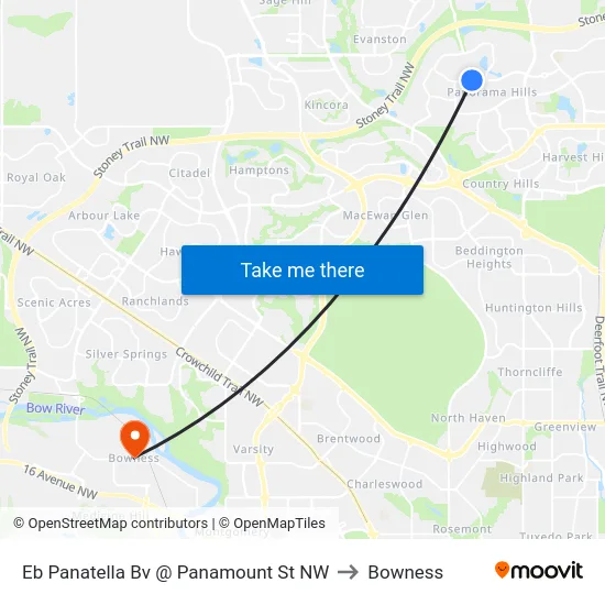 Eb Panatella Bv @ Panamount St NW to Bowness map