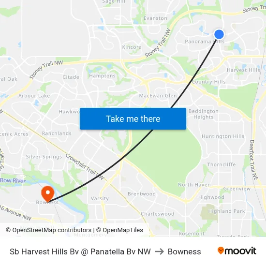 Sb Harvest Hills Bv @ Panatella Bv NW to Bowness map