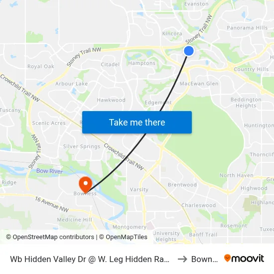 Wb Hidden Valley Dr @ W. Leg Hidden Ranch Cr NW to Bowness map