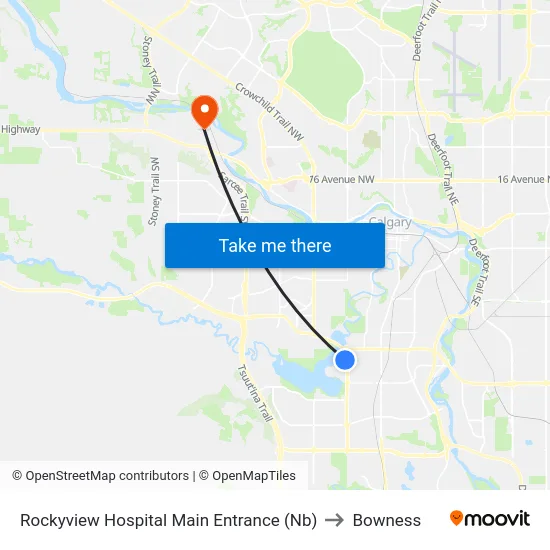 Rockyview Hospital Main Entrance (Nb) to Bowness map