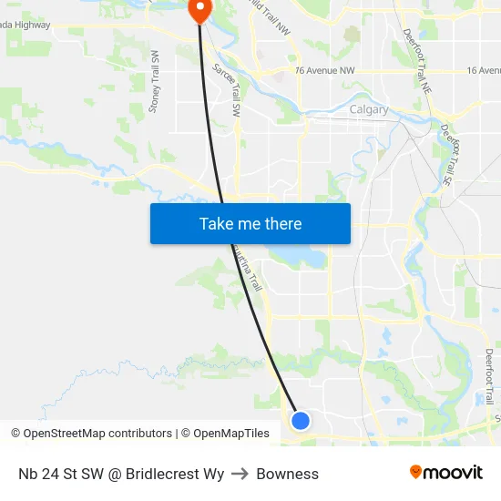 Nb 24 St SW @ Bridlecrest Wy to Bowness map
