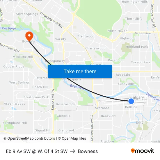 Eb 9 Av SW @ W. Of 4 St SW to Bowness map