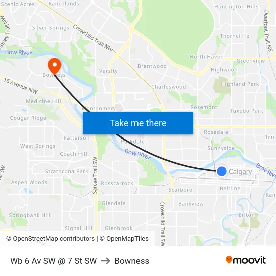 Wb 6 Av SW @ 7 St SW to Bowness map