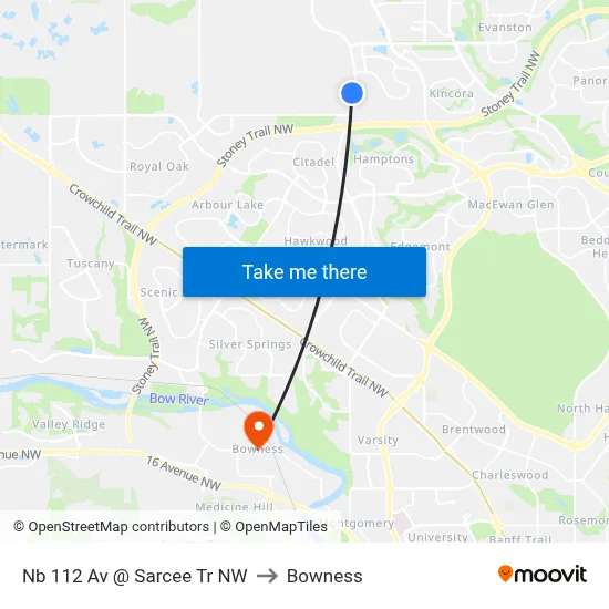 Nb 112 Av @ Sarcee Tr NW to Bowness map