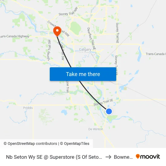 Nb Seton Wy SE @ Superstore (S Of Seton Cr) to Bowness map