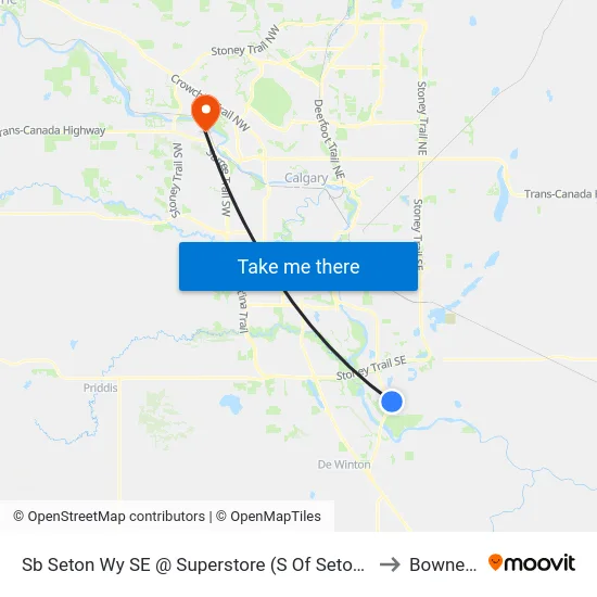 Sb Seton Wy SE @ Superstore (S Of Seton Cr) to Bowness map