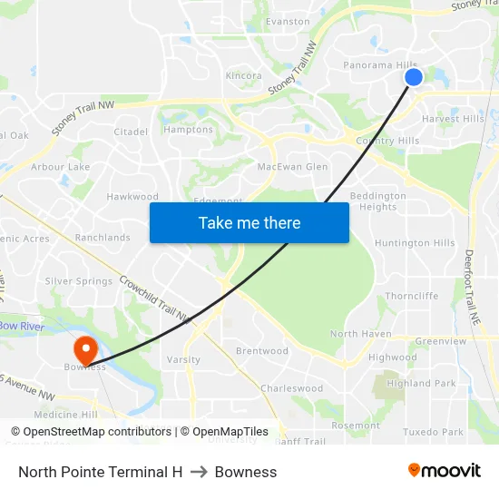 North Pointe Terminal H to Bowness map