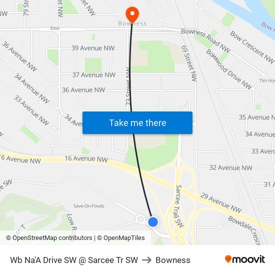 Wb Na'A Drive SW @ Sarcee Tr SW to Bowness map