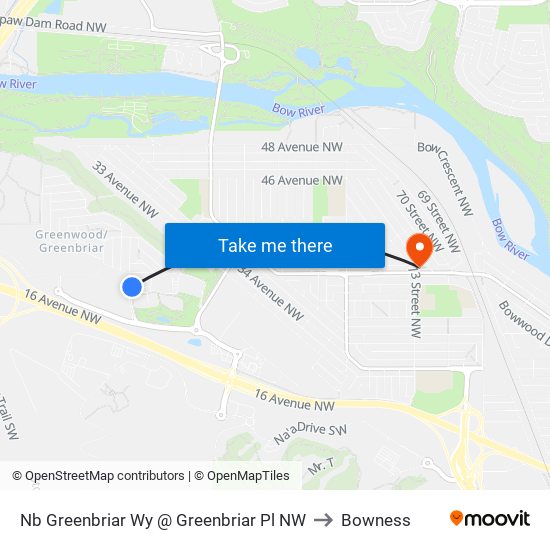 Nb Greenbriar Wy @ Greenbriar Pl NW to Bowness map