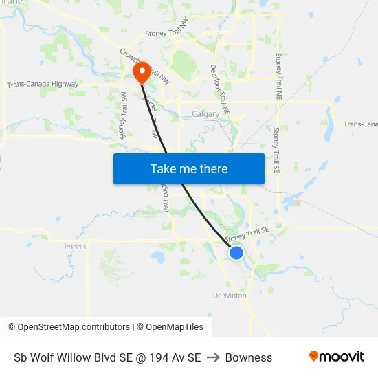 Sb Wolf Willow  Blvd SE @ 194 Av SE to Bowness map