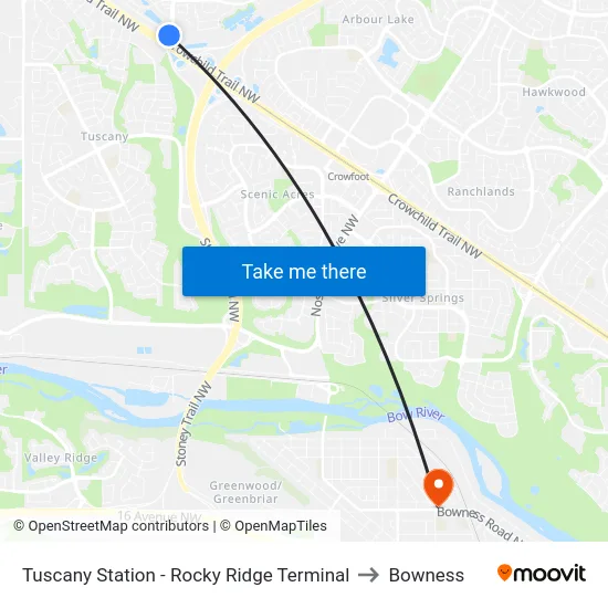 Tuscany Station - Rocky Ridge Terminal to Bowness map