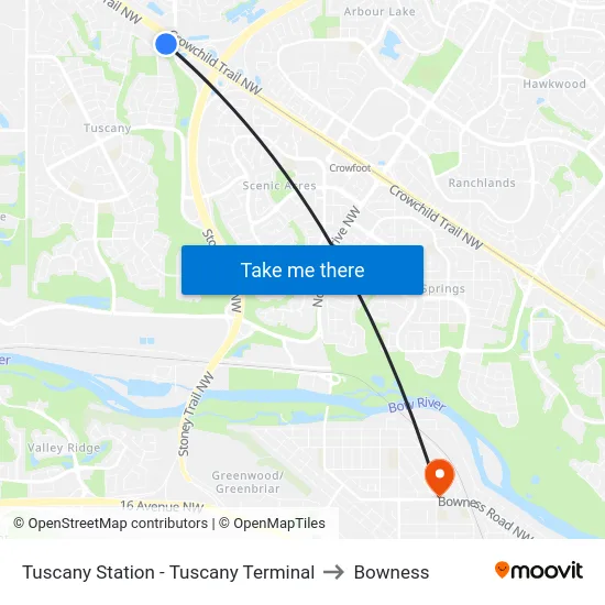 Tuscany Station - Tuscany Terminal to Bowness map