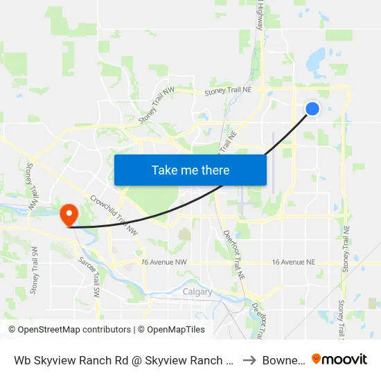 Wb Skyview Ranch Rd @ Skyview Ranch Bv NE to Bowness map