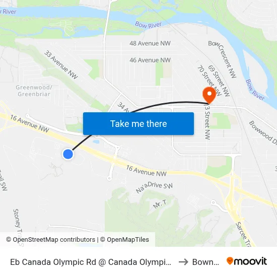 Eb Canada Olympic Rd @ Canada Olympic Ga SW to Bowness map