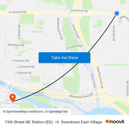 19th Street NE Station (Eb) to Downtown East Village map