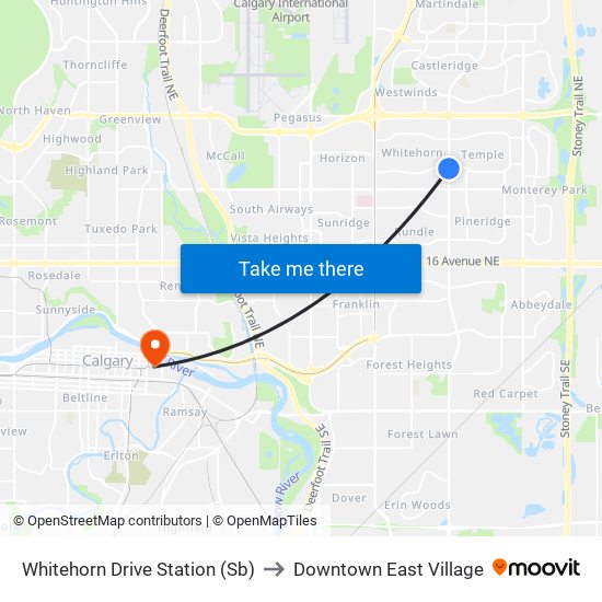 Whitehorn Drive Station (Sb) to Downtown East Village map