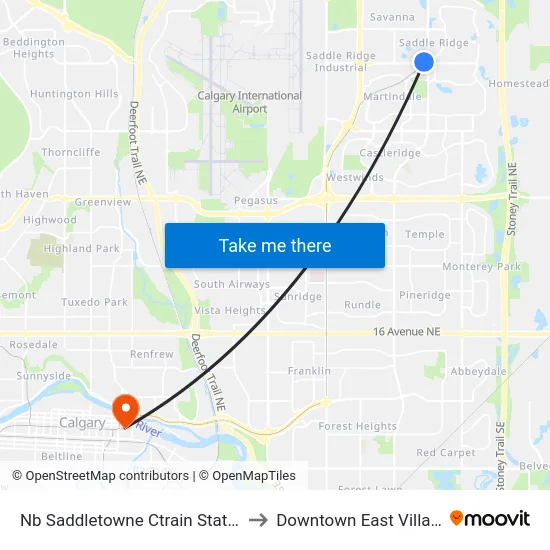 Nb Saddletowne Ctrain Station to Downtown East Village map