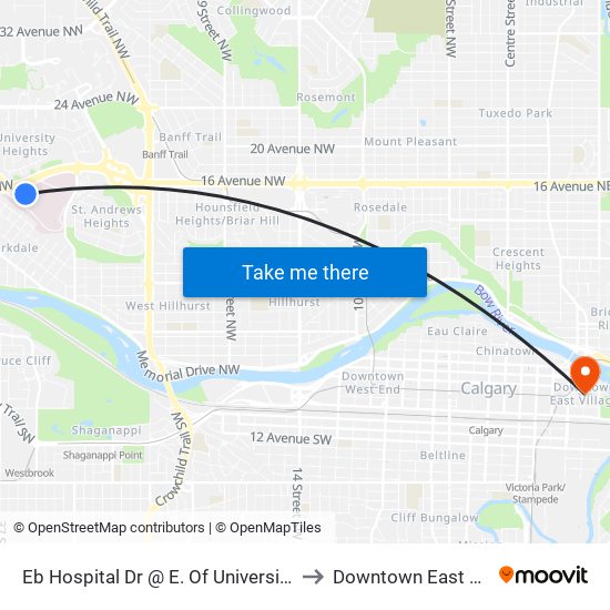 Eb Hospital Dr @ E. Of University Bv NW to Downtown East Village map