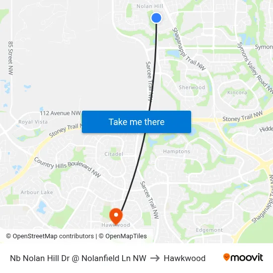 Nb Nolan Hill Dr @ Nolanfield Ln NW to Hawkwood map