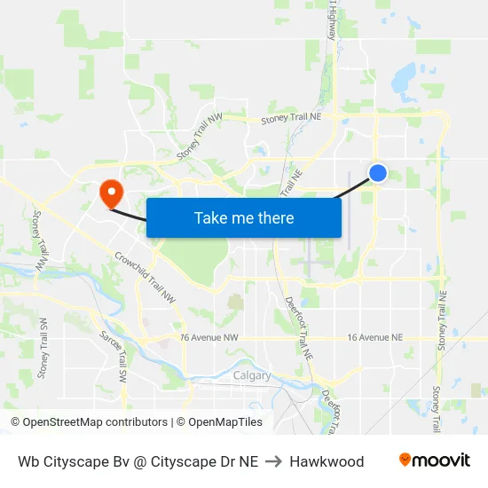 Wb Cityscape Bv @ Cityscape Dr NE to Hawkwood map