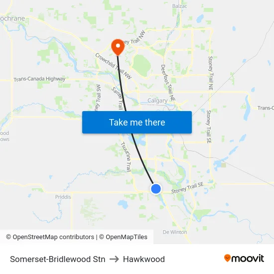 Somerset-Bridlewood Stn to Hawkwood map